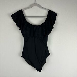 Eberjey Black Ruffle One Piece Swimsuit Size Medium